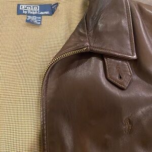 Polo by Ralph Lauren Dark Brown Leather Bomber Jacket
